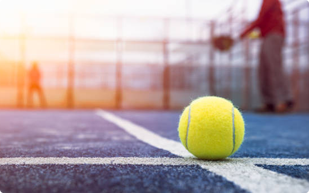 Padel court with tennis ball